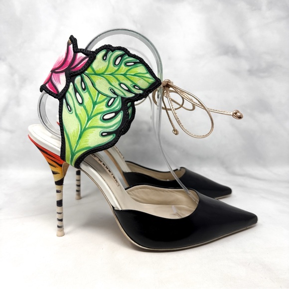 Sophia Webster Rousseau Jungle Tiger Ankle Cuff Tie Pointed Toe Pumps Heels 40 - Picture 5 of 16
